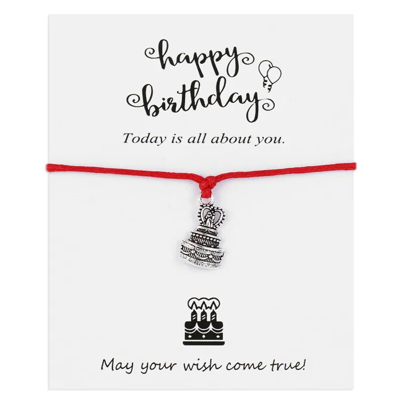 День рождения торт Амулеты карты с браслетом Ручной Работы Сплав Висячие тканые
