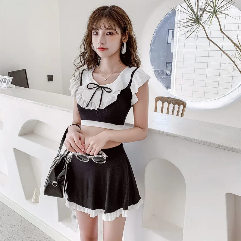 

Cute Lolita French Maid Outfit Cosplay Costume Dress Kawaii Summer Bow Female Mini Dress Push Up Top Tank Mujer