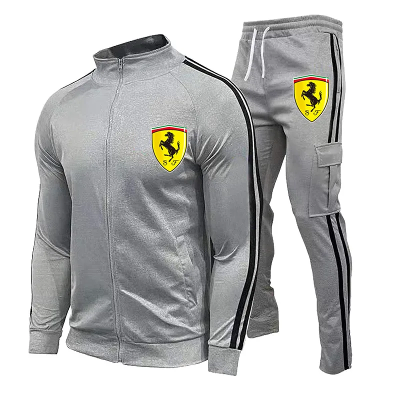 

2021 new casual track suit men's two-piece fashion track suit sportswear hooded sweater men's suit car logo printing