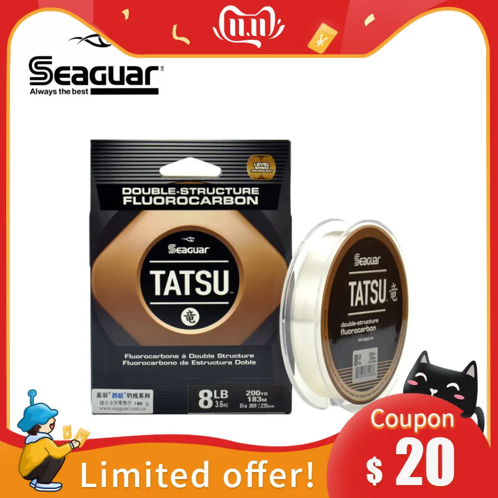 Seaguar Tatsu фторуглеродная леска 183 м/200YDS 6LB 15LB покрытие рыболовная Горячая продажа