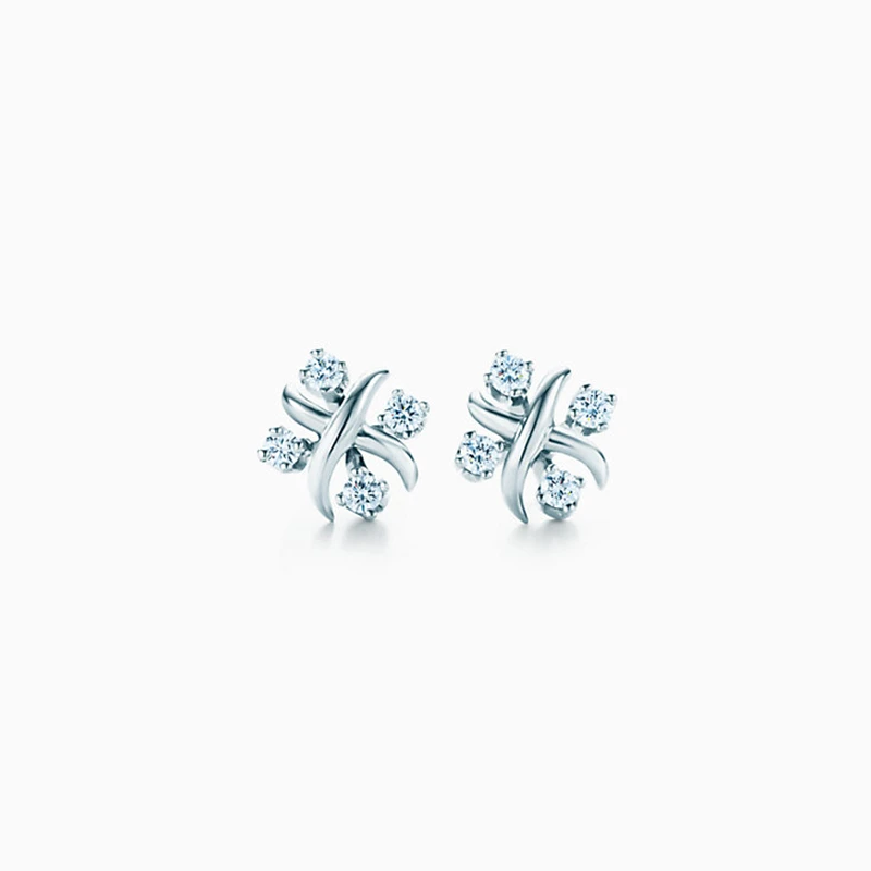 

Lovers Birthday Valentine Anniversary Gift 4 Zircons Stud Earrings S925 Sterling Silver Trendy Classic Simple Style Jewelry