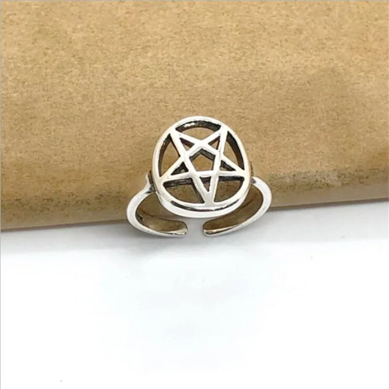 

New Thai Silver Retro Woven Five-pointed Star 925 Sterling Silver Jewelry Simple Personality Hollow Star Opening Rings R691