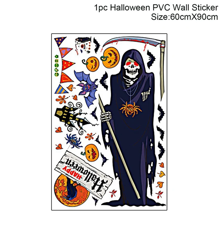 Wall sticker 1 HUIRAN вечерние украшения на Хэллоуин Тыква паук летучая мышь вечерние аксессуары в стиле хоррор Hallowen - Цвет: Wall sticker 1