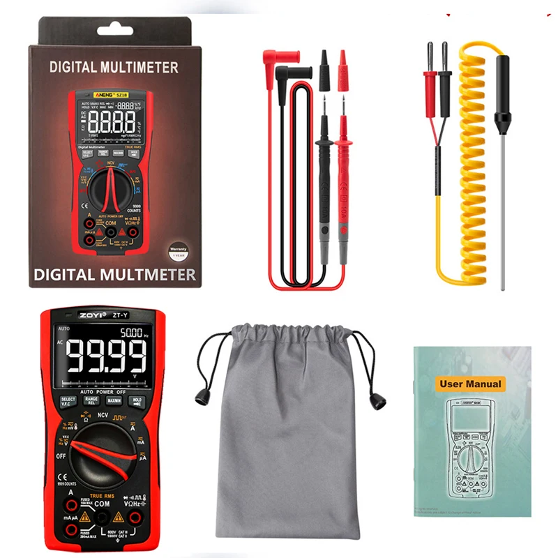 ZT-Y Цифровой мультиметр 9999 профессиональный Аналоговый тестер True RMS