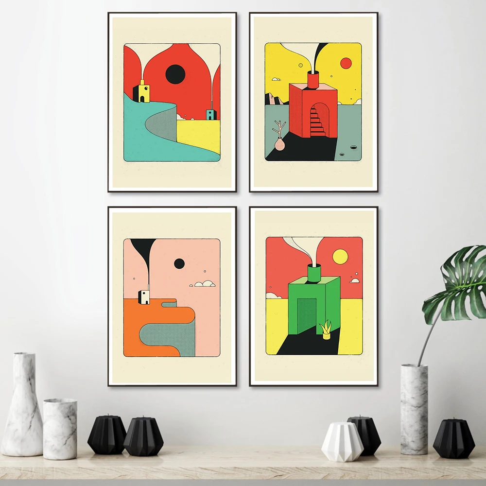 Абстрактиsm скандинавский Каньон закат цветная Картина на холсте настенное