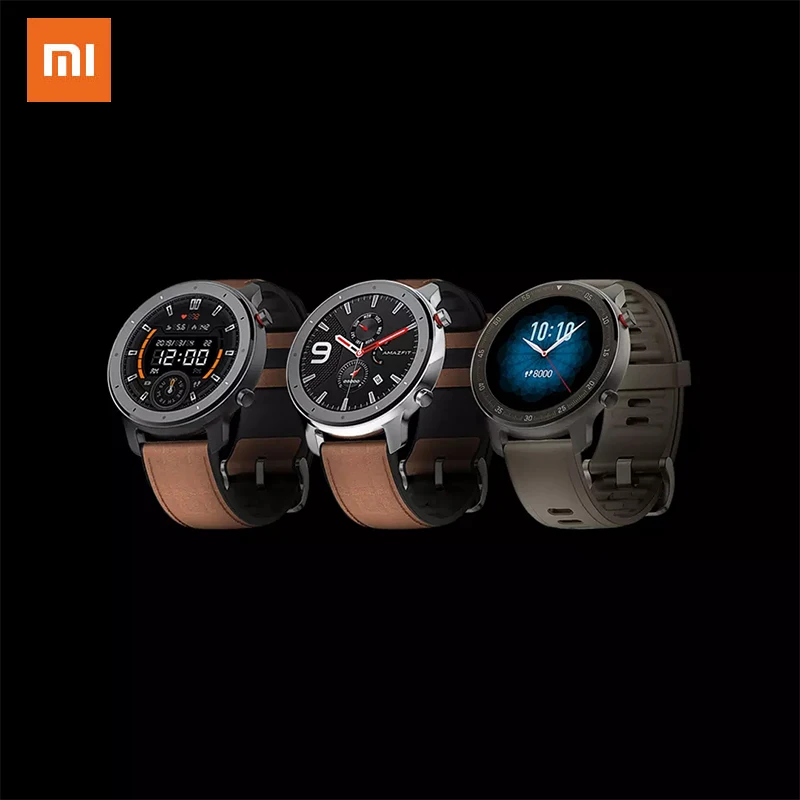Смарт часы Xiaomi Amazfit GTR водонепроницаемые 47мм5atm с кожаным силиконовым ремешком и