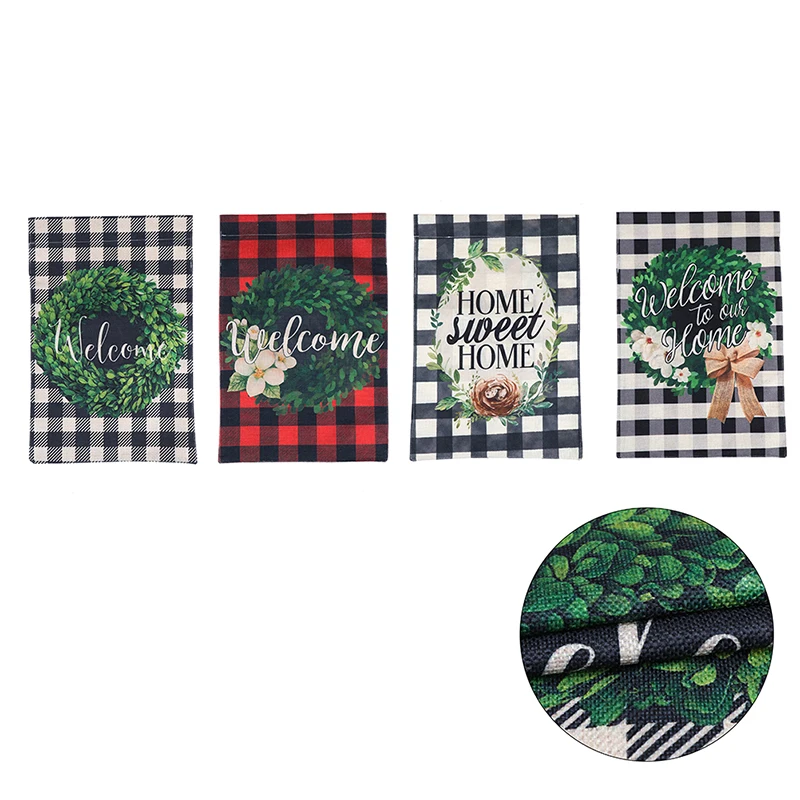 Добро пожаловать Buffalo Boxwood венок осень маленький Садовый флаг вертикальный