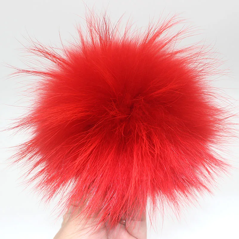 15cm red 5 шт./партия, 12, 13, 14, 15 см, помпоны из натурального меха енота для сумок, вязаная шапочка, шапки, помпон из натурального меха - Цвет: 15cm red