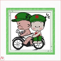a couple on a bike ride c394 14ct 11ct counted and stamped cute acharacter home decor needlework embroidery cross stitch kits