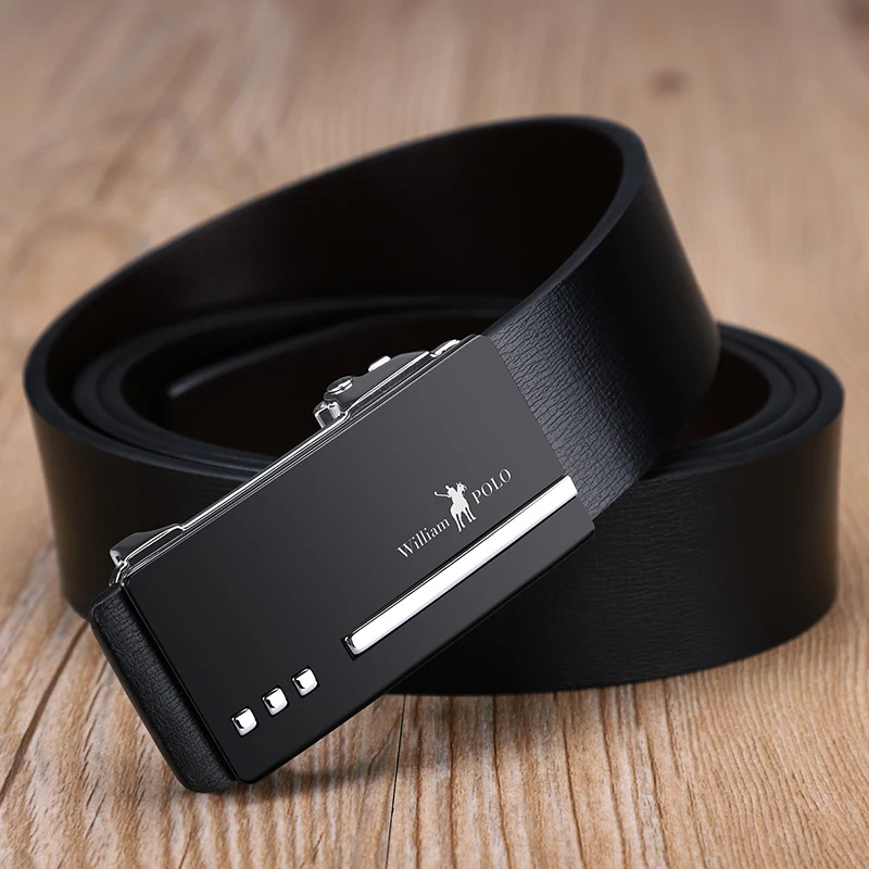 Мужской брендовый ремень из кожи с натуральным лицевым покрытием WilliamPolo
