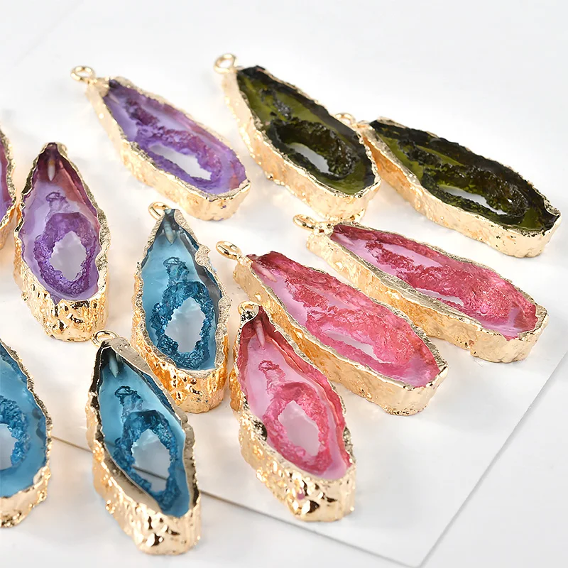 Полимерная имитация минеральной пудры кристалл озеро сине зеленый кулон сделай