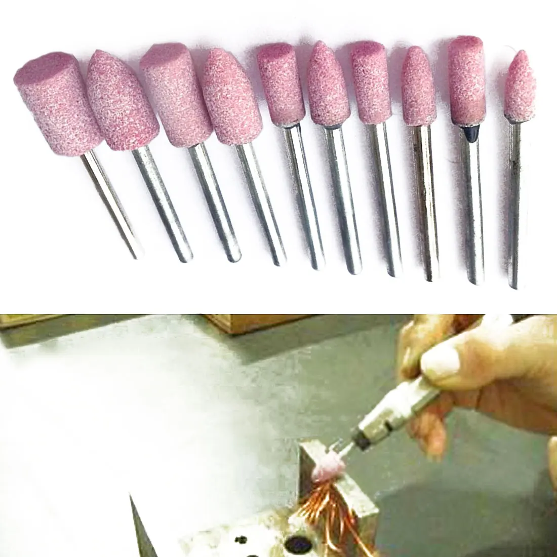 

Abrasive Mounted Stone Points Electric Grinding Accessories 10Pcs 1/8 Grinding Polishing Head Wheel Tool Shaft Mounted Ceramic