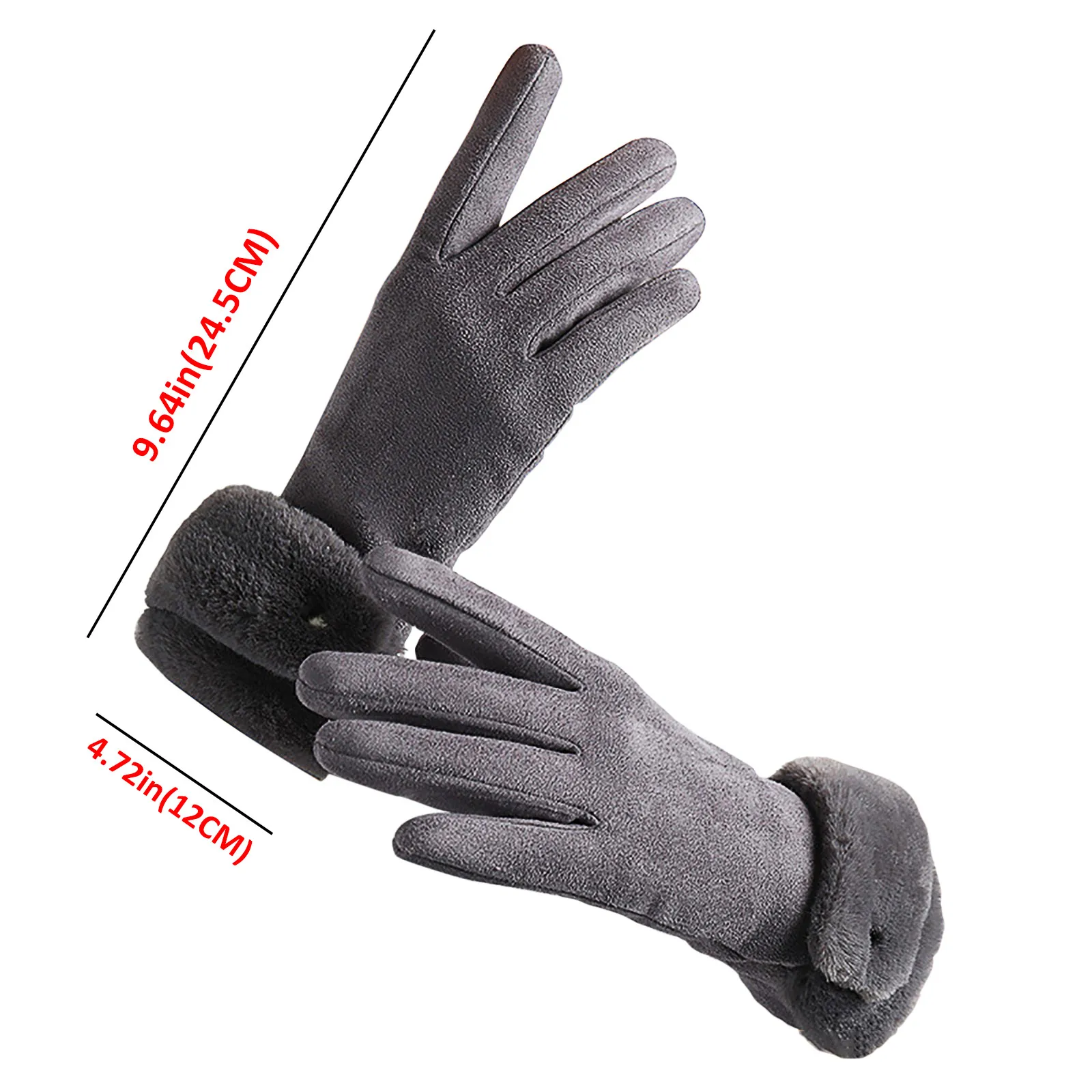 

Women's Winter Gloves Solid Color Fleece Thickened Gloves With T-ouch Screen For Index Finger guantes
