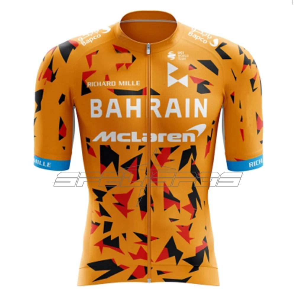 

Bahrain Mclaren Cycling Wear Men Pro Team Bicycle Jersey Yellow Shirt Short Sleeve Bike Uniform Maillot Men Bicicleta Clothing