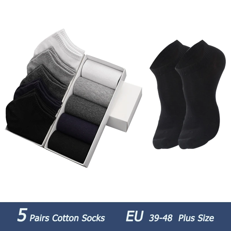 5 Pairs Ankle Socks Men Socks Low Cut Ankle Sock Men Short Socks Casual Sports Cotton Socks Business Socks Plus Size 45 46 47 48