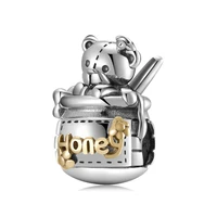 sweet honey bear beads 925 sterling silver charms for bracelet 14k gold honeypot jewelry making diy designer accessories gifts