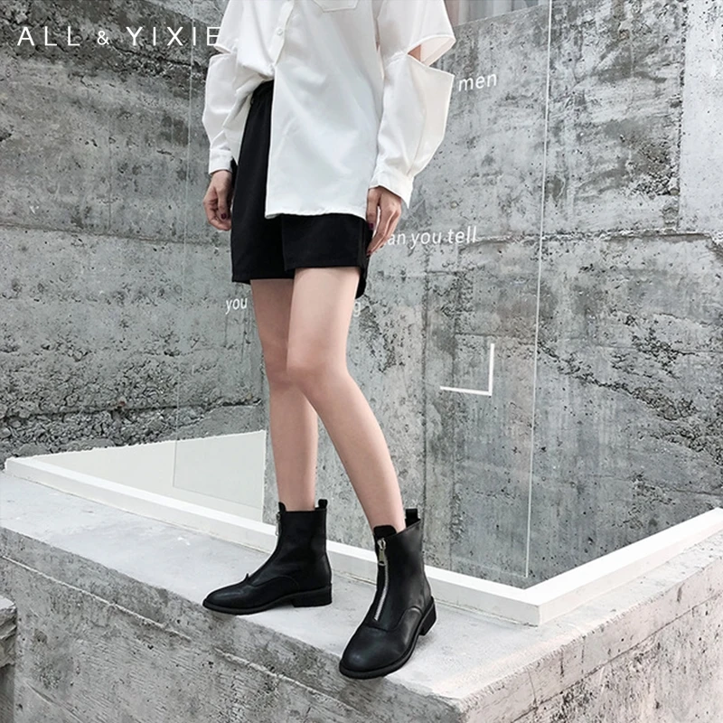 2019 Winter New Contracted Tide Girl Women Boots Fashion White Zipper Martin England Short Thick | Обувь