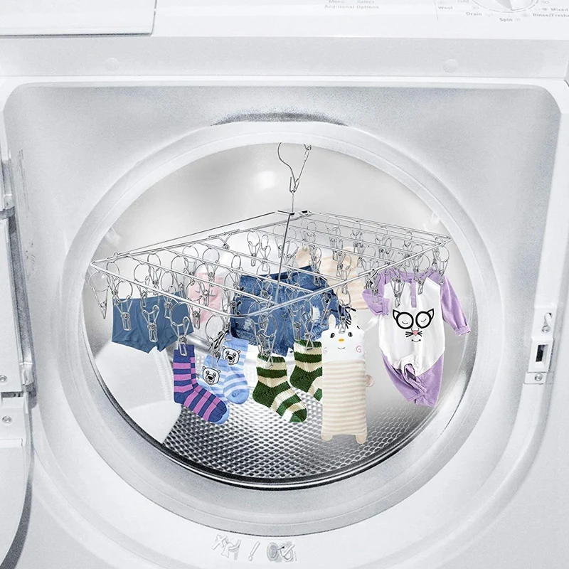 

Clothes Drying Rack, 52 Clips Stainless Steel Laundry Drying Rack Folding Sock Hanger, Underwear Hanger, Clothes Hangers