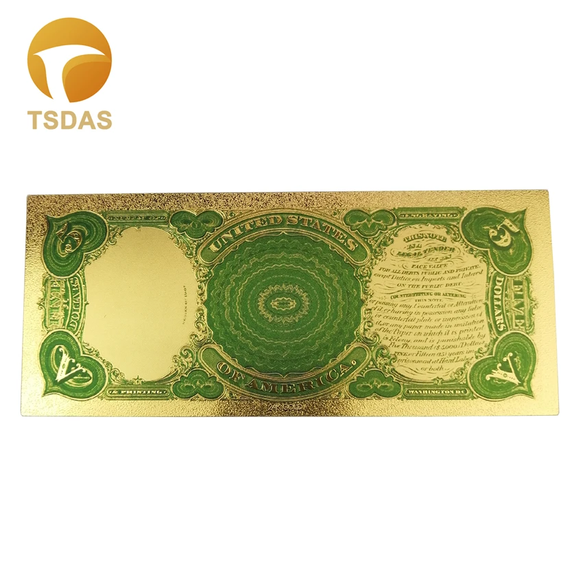 Золотые банкноты 1907 года 5 долларов США золотой фольгированный банкнот