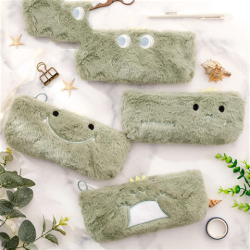 

Dinosaur Plush Pen Bag Cartoon Cute Large Capacity Stationery Pencil Bag School Supplies Cases Organizer Bags Office Kawaii