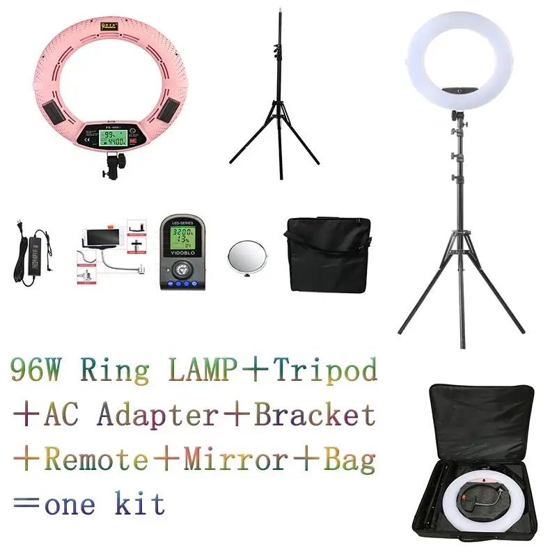 

Регулируемый кольцевой светильник Yidoblo розового цвета, кольцевая Светодиодная лампа для макияжа, освещение для фотосъемки и трансляции + по...