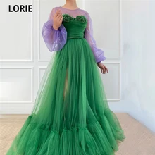 Lorie verde com roxo princesa vestidos de baile com mangas compridas tule praia boho vestidos de noite 2020 dubai árabe vestidos de festa (4)