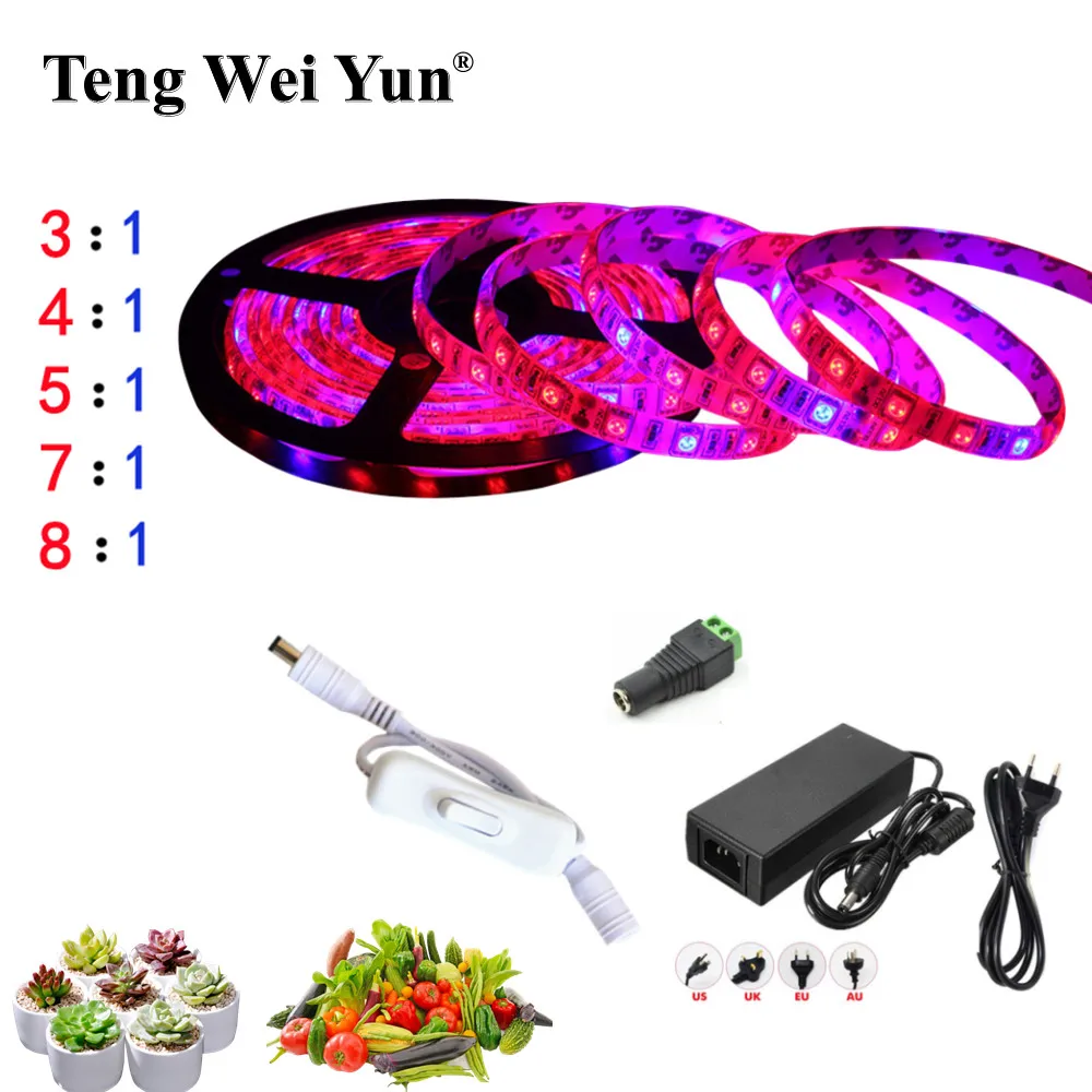 Светодиодный светильник для выращивания растений WorldStar 8:1 5 м 5050 SMD 12 В постоянного