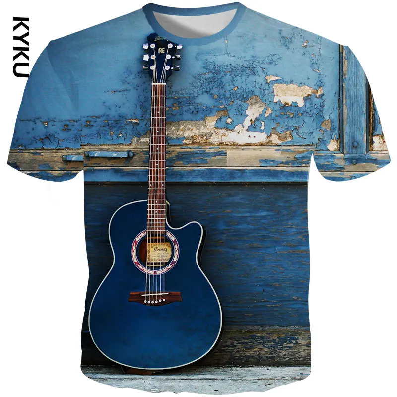 KYKU Guitar Series футболки для мужчин Уникальный дизайн мужские и женские Летние с