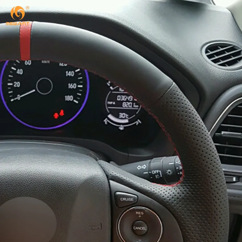 MEWANT черный чехол рулевого колеса автомобиля из натуральной кожи для Honda New Fit City Jazz