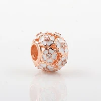 authentic 925 sterling silver beads new white cherry blossom rose gold beads fit original pandora bracelet for women diy jewelry