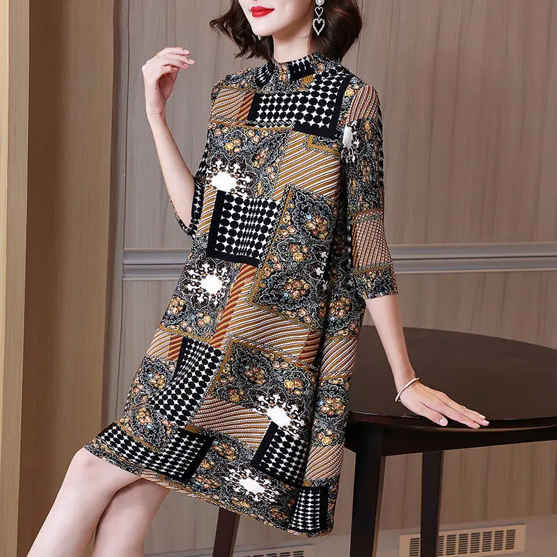 Dress Women High-end Western-style Mother Autumn Dress 2023 New Dress Female Loose Large Size Age-reducing Mid-length Dress