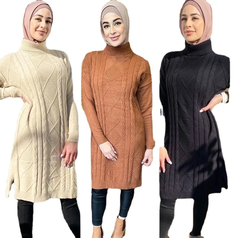 

Новинка, осень/зима, Женский трикотажный пуловер, темпераментная длинная юбка-свитер, женская одежда в арабском и среднем восточном стиле