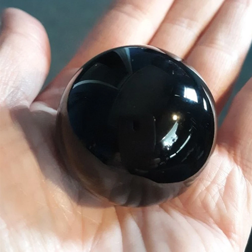 

40mm Asian Natural Black Obsidian Sphere Large Crystal Ball Healing Stone