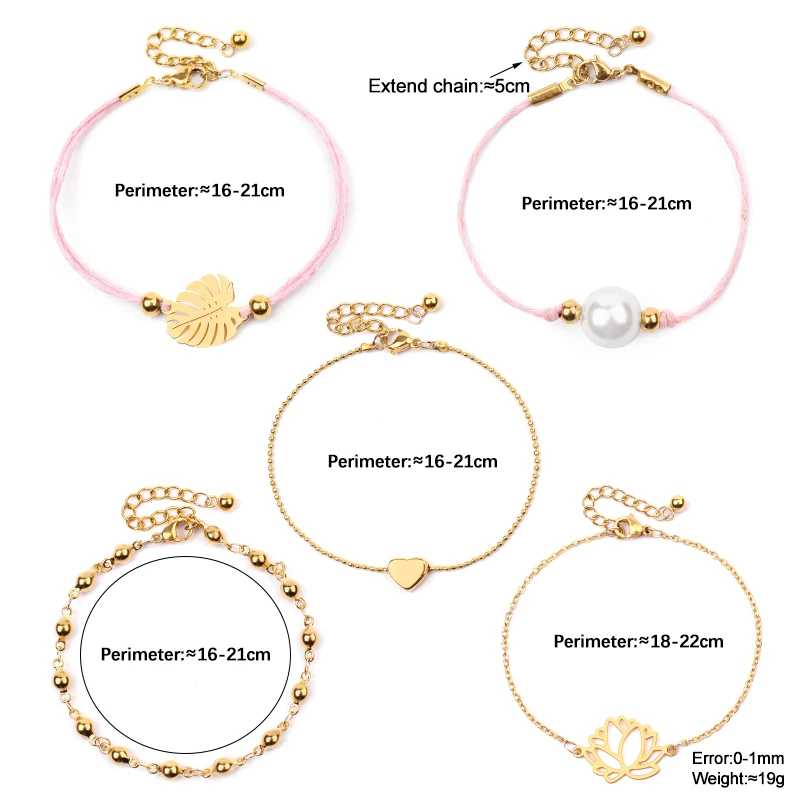 BOJIU плетеный шнур из нержавеющей стали индивидуальный Набор браслетов для женщин