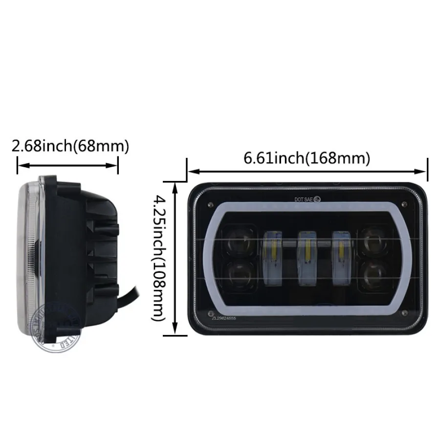Krator 2PCS 4X6&quot RGB LED Light Bulbs DRL Hi-Lo Beam Headlamp Headlights Anti Flicker 12V 24V 60W Waterproof | Автомобили и