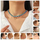 Ожерелье-чокер женское, 3 нитки, с семенами Луны и звезды