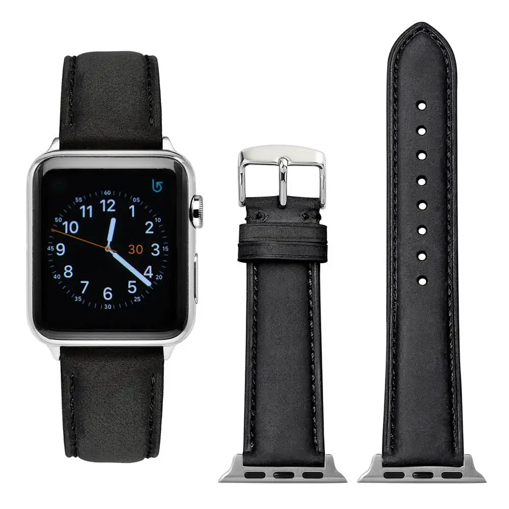 WOCCI Vinatge кожаный ремешок для часов Apple Watch Series 5 4 3 2 1 38 мм 40 42 44 адаптер|Ремешки часов|
