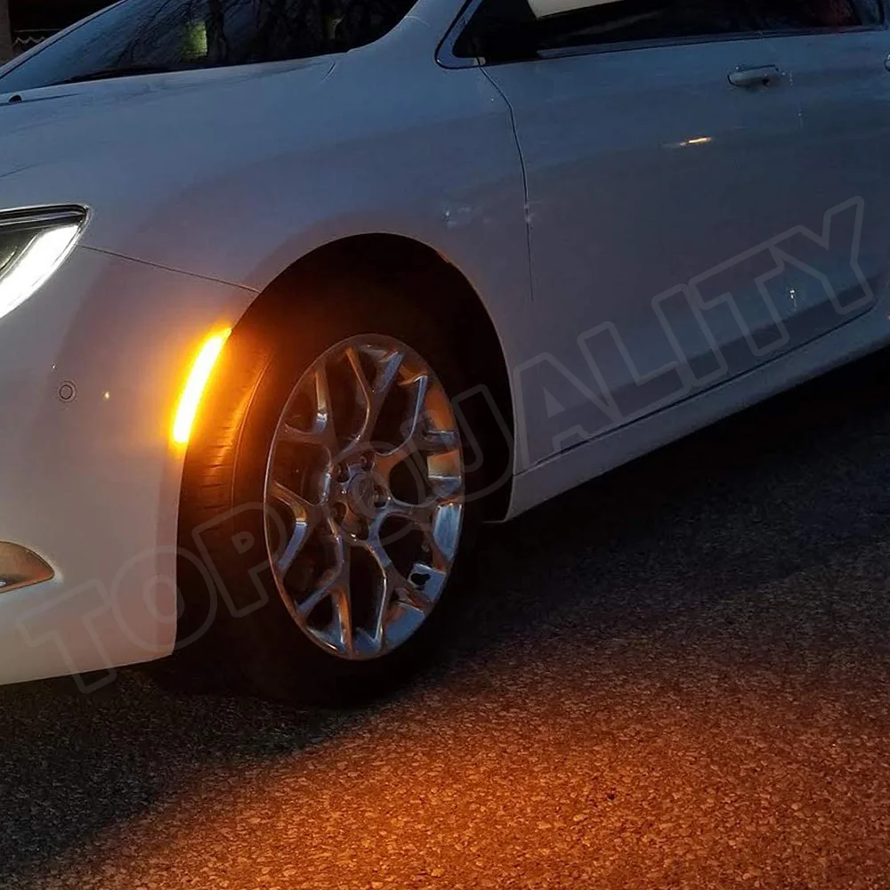 

For Chrysler 200 2015 2016 2017 Amber Front LED Side Marker Lights Turn Signal Light Fender Lamps OEM# 68206449AA, 68206450AA