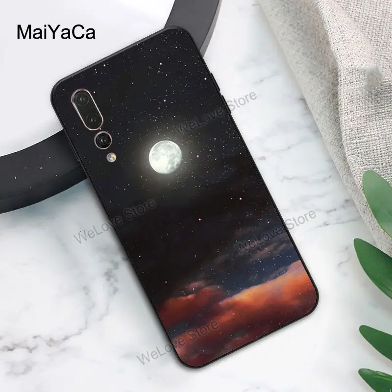 Чехол MaiYaCa с синими облаками лунами космической луной светящийся чехол для Huawei P30