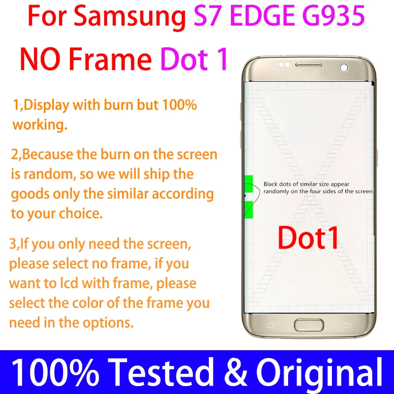 Оригинальный AMOLED с битыми пикселями ЖК-дисплей S7EDGE G935FD для SAMSUNG Galaxy S7 edge G935 G935F