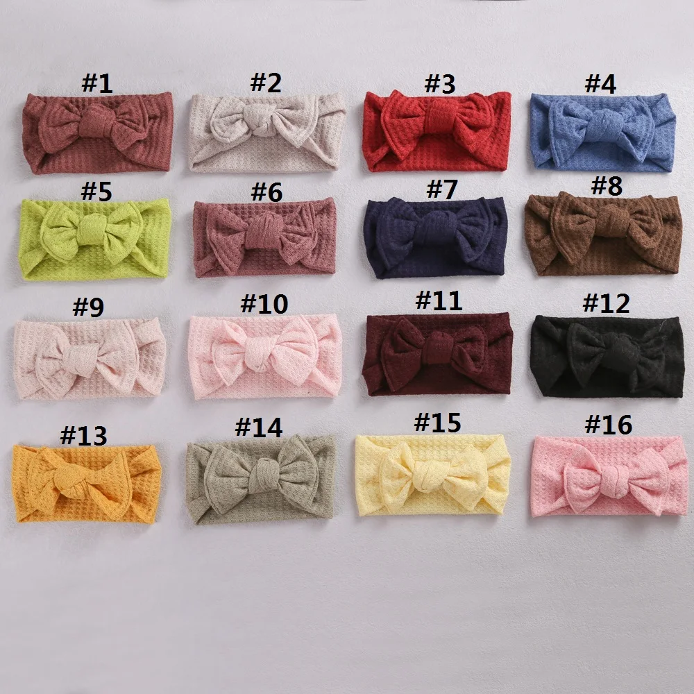 

New Knitted Bows Baby Headband For Girls Customized Elastic Baby Turban Solid Hair Bands For Children Kids Hair Accessories 2021