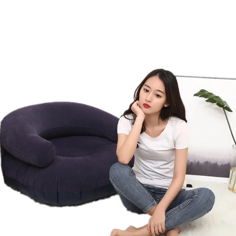 

Pure Color Modern Flocking Sofa Living Room Simple Pvc Single Leisure Foldable Backrest With Armrests