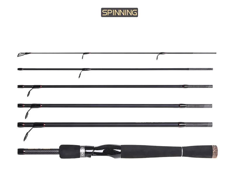 New!Carbon Spinning Fishing Rod Superhard Lure Wt:1.8-14g Casting Fishing Rod Portable 6 Section Outdoor Casting Lure Rod