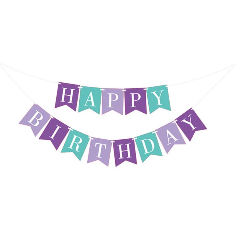 happybday banner Русалка вечерние девушки день рождения декоративная Растяжка воздушные шары для дня рождения гирлянда хвост русалки оболочки гирлянды-флажки Детские Декор - Цвет: happybday banner