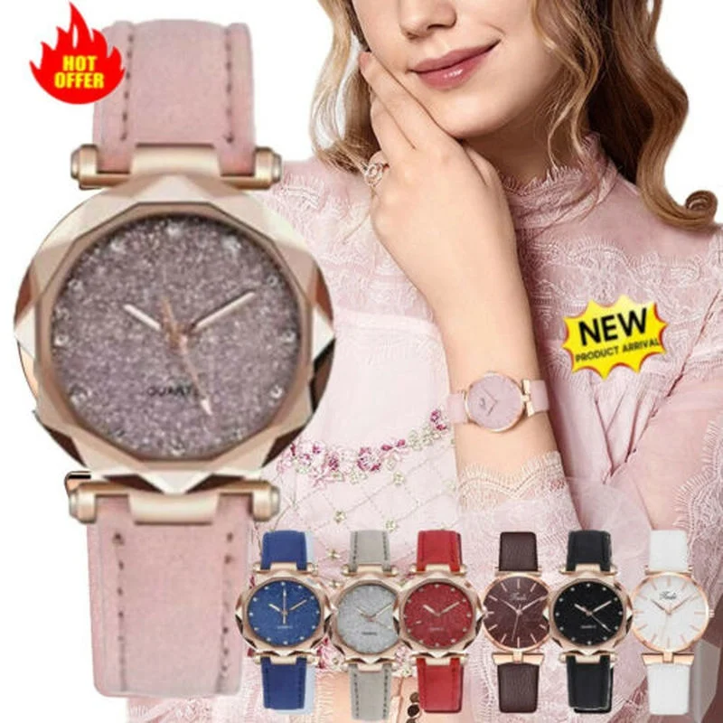 

Women Watch Rhinestone Romantic Starry Sky WristWatch Fashion Ladies Leather Watch Clock Relogio Feminino Montre Femme Pretty