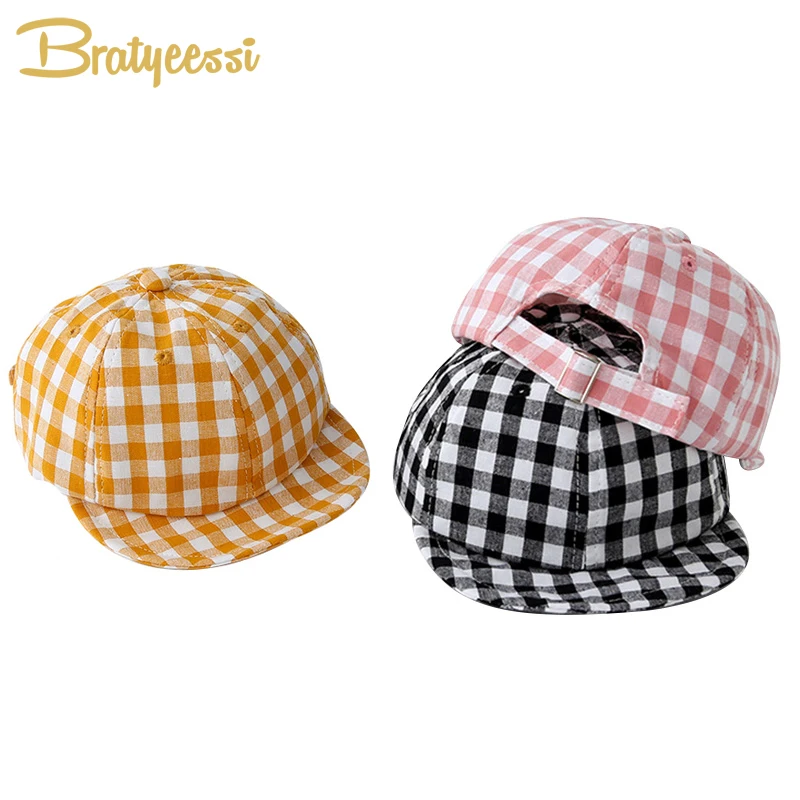 

New Plaid Baby Hat Summer Soft Cotton Adjustable Kids Baseball Cap for Girl Boy Accessories Baby Sun Hat