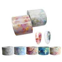 1 roll marble pattern nail foils transfer sticker japanese style pink blue finger art decal gel slider manicure 4cm100m