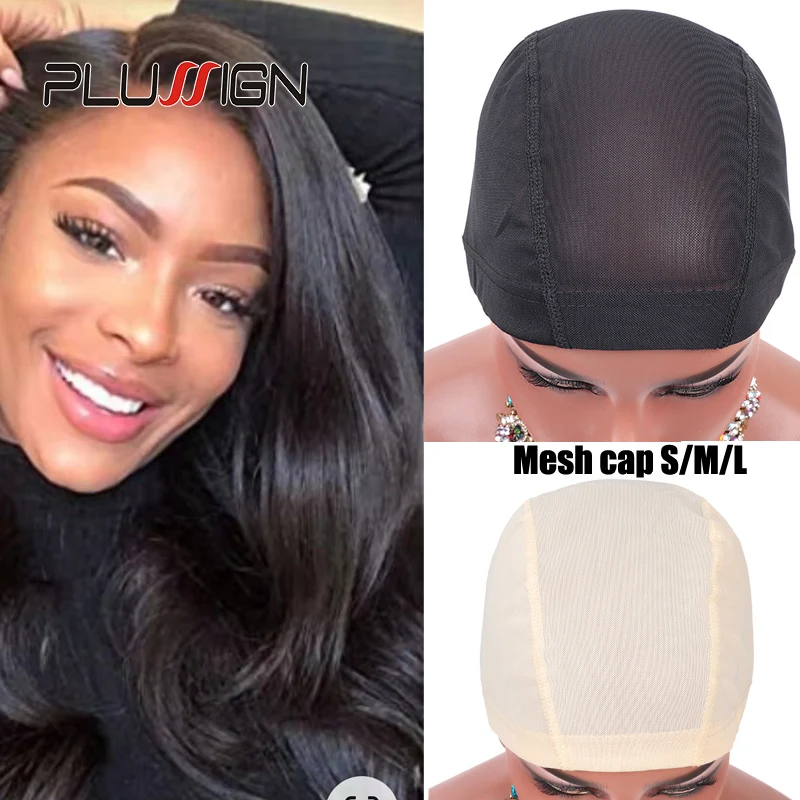 Black Beige Mesh Wig Cap For Making Wigs S M Large Size Hair Net Breathable Bald Cap With Elastic Band Wave Cap For Hair Bundles