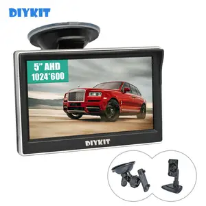 Автомобильный монитор заднего вида DIYKIT, 5 дюймов, 1024*600 IPS, AHD, парковочный резервный монитор с присоской и кронштейном для MPV, внедорожника, грузовика