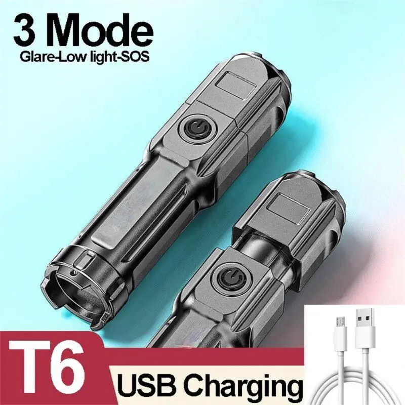 

Фонарик с мощсветильник, перезаряжаемый зум, гигантский яркий ксеноновый фонарь спецназ для дома и улицы, портативный светодиодный светящи...